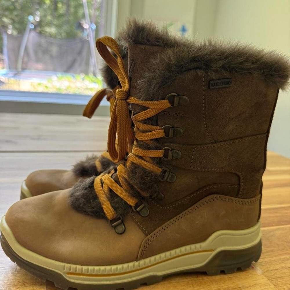 Womens Brown waterproof winter boots with fur lining #waterproof Alpine